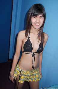 Plaid Skirt Thailand Girl Smiling